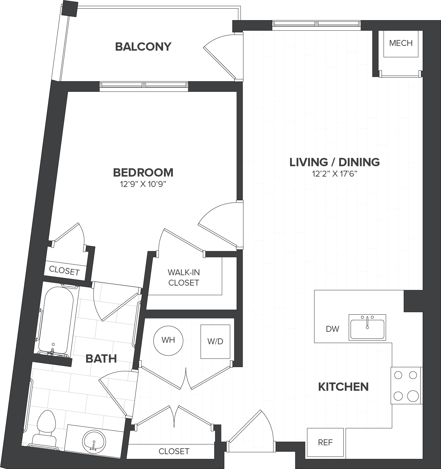1 Bed/1 Bath-A6 floor plan