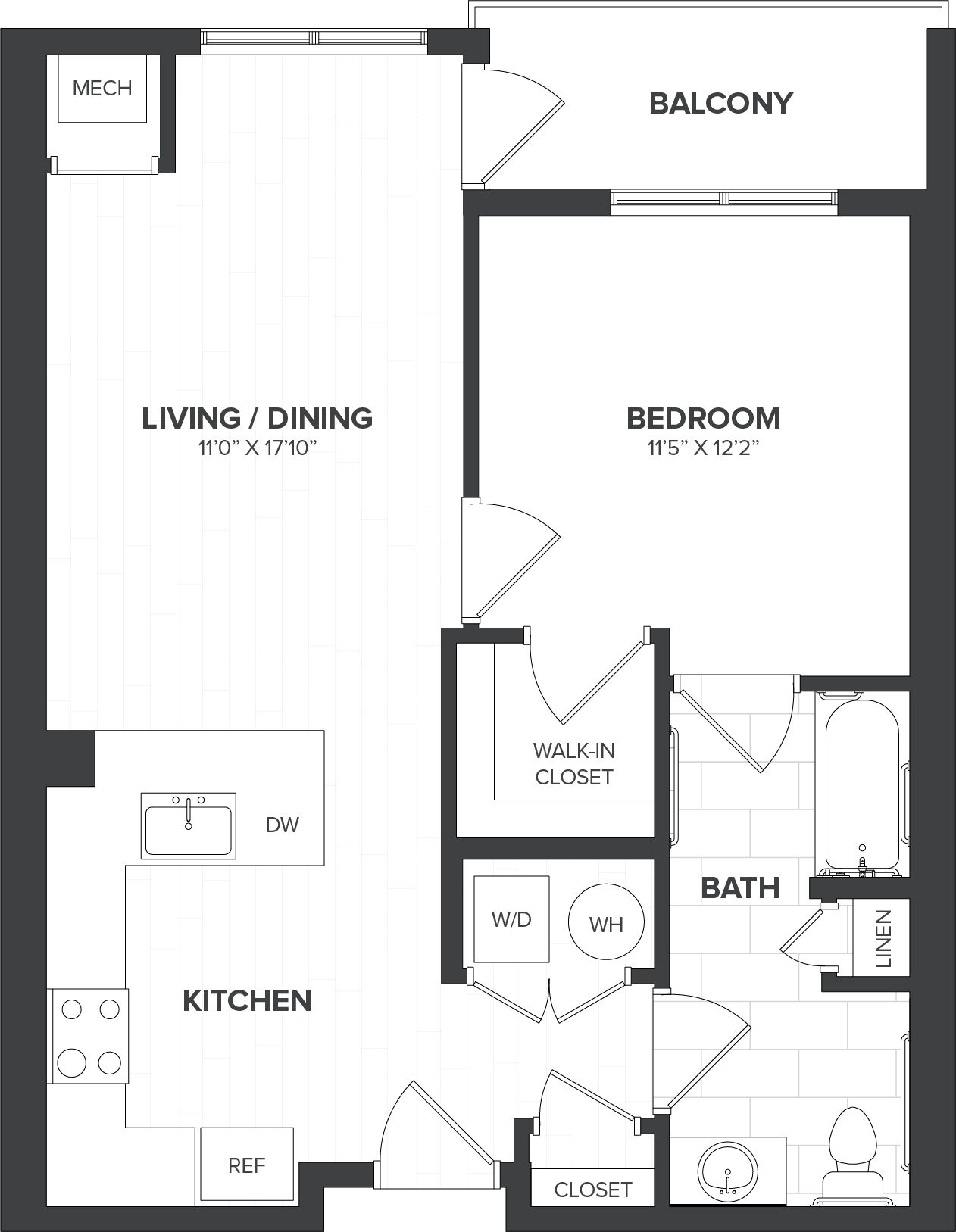 1 Bed/1 Bath-A1 floor plan