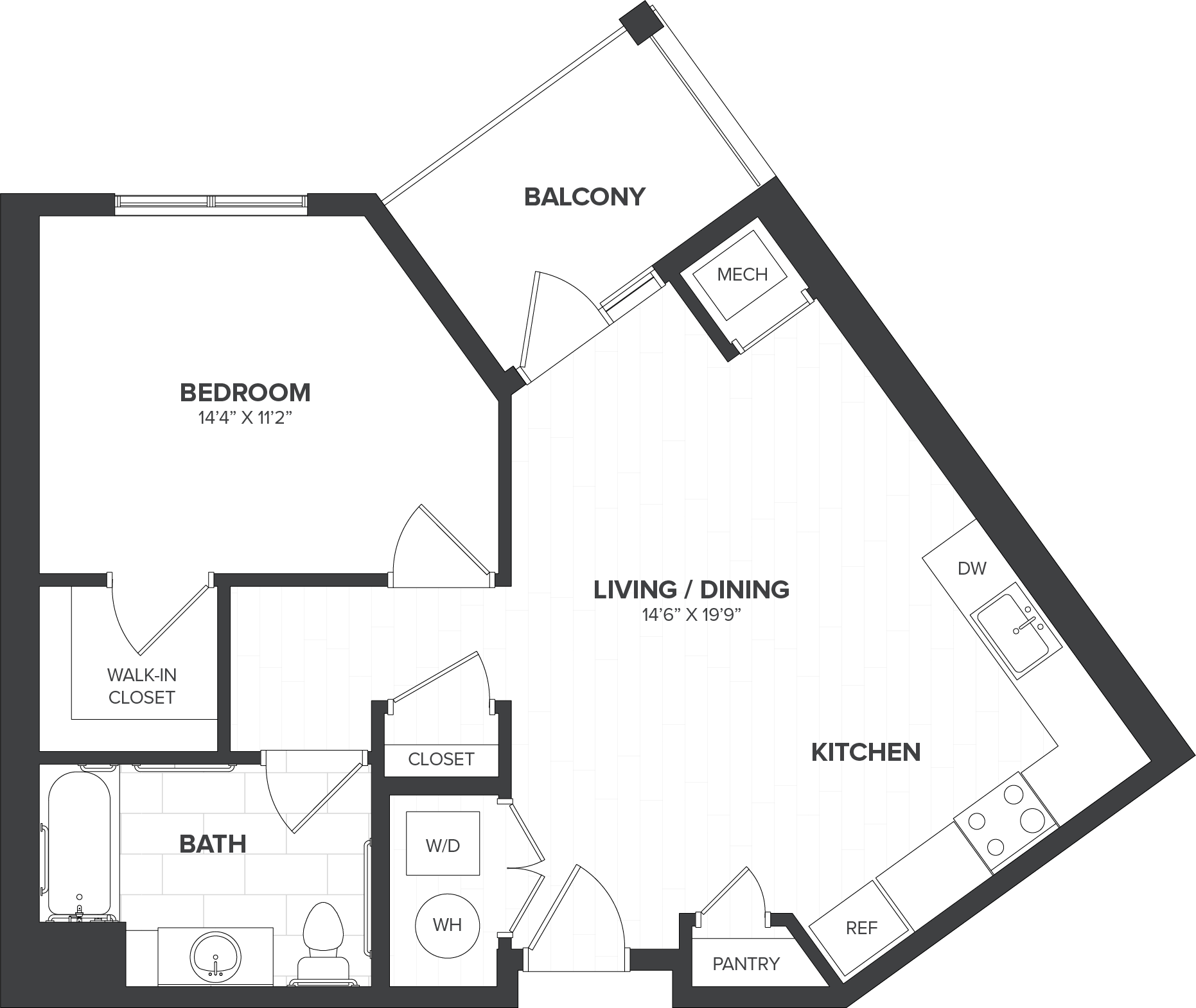 1 Bed/1 Bath-A4 floor plan