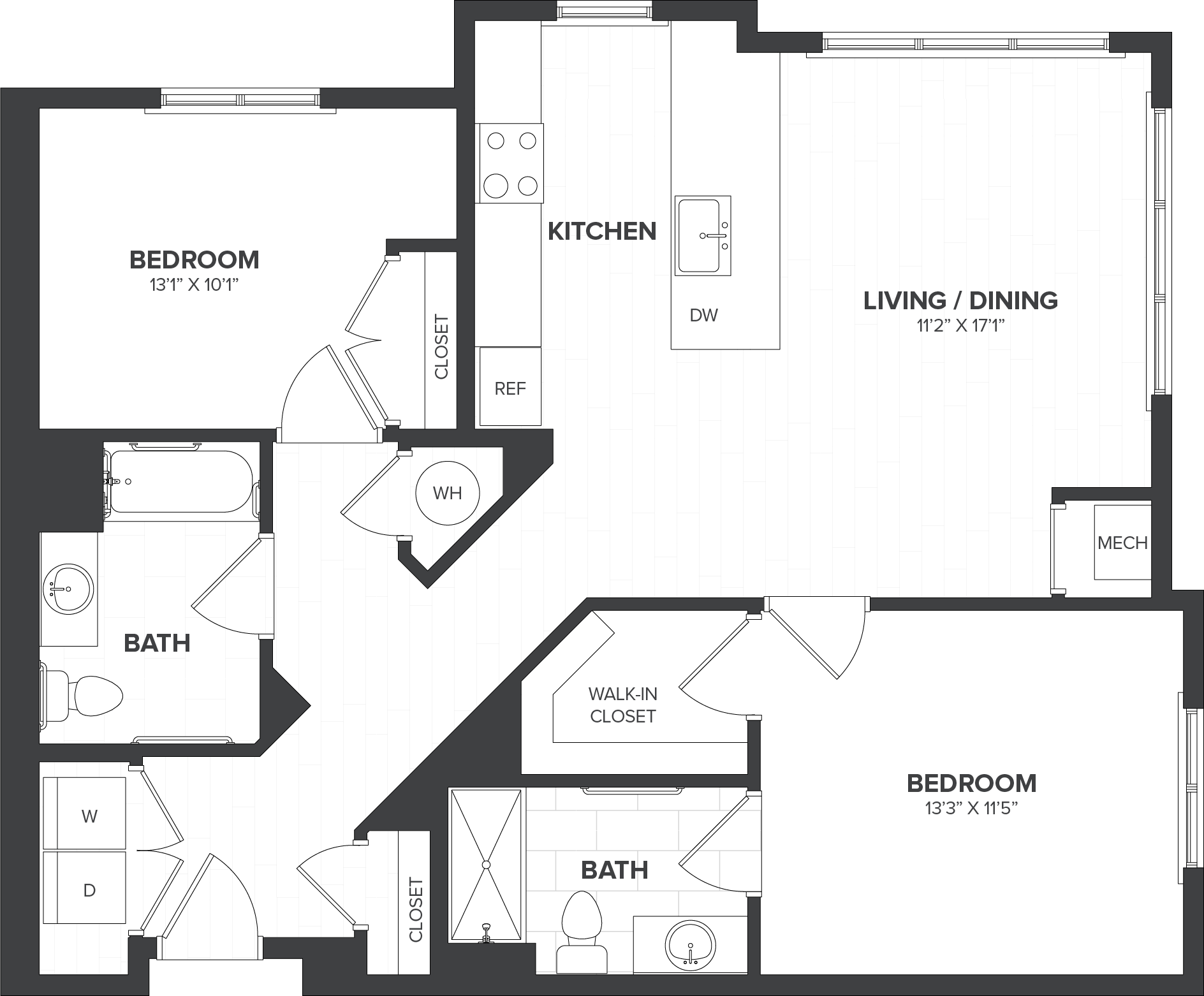 2 Bed/2 Bath-B2 floor plan