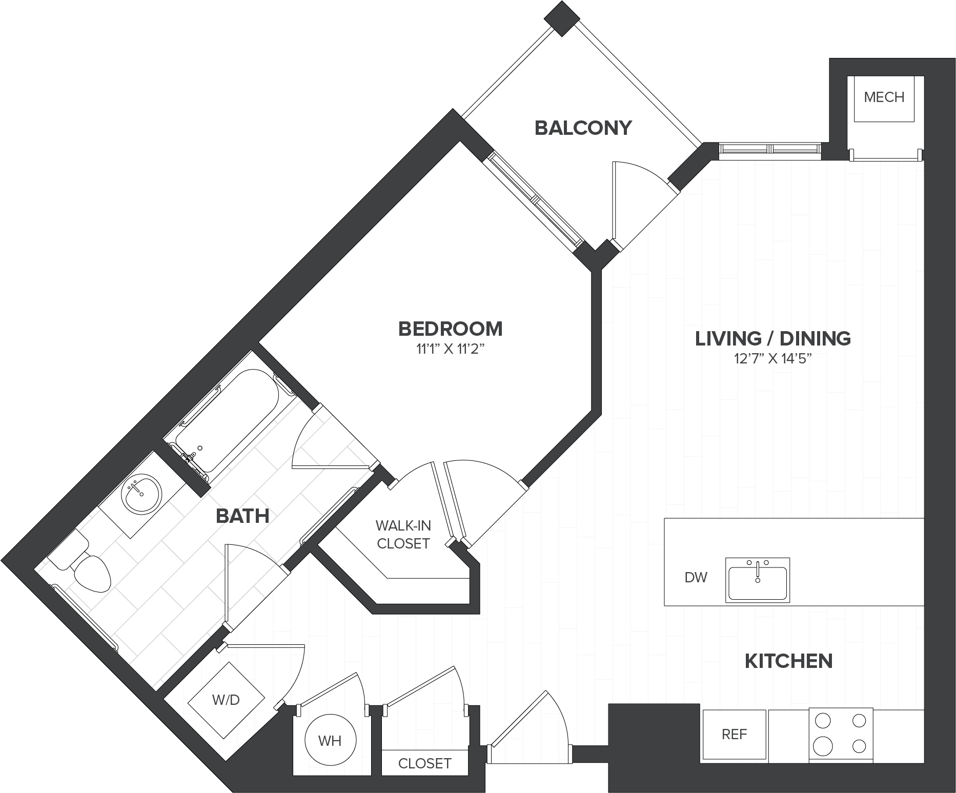 1 Bed/1 Bath-A2 floor plan