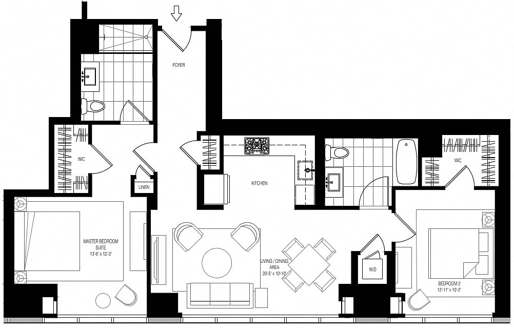 800 Park 2 Bed/2 Bath-B9 floor plan