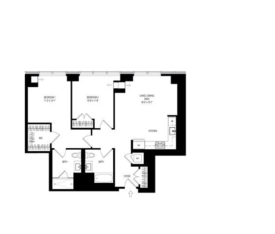 100 Park 2 Bed 2 Bath floor plan