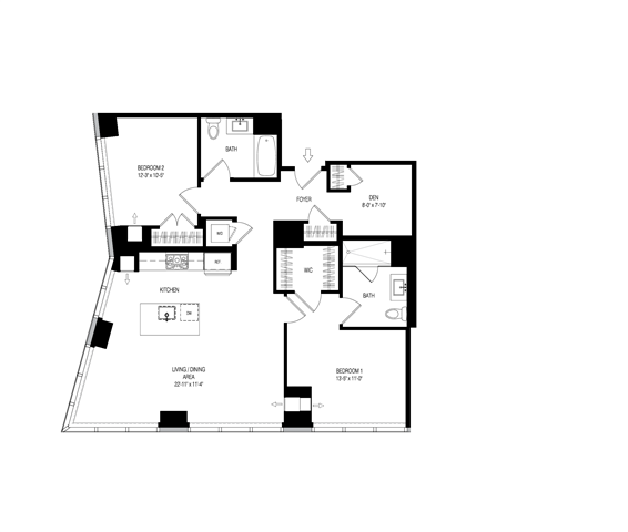 100 Park 2 Bed 2 Bath floor plan