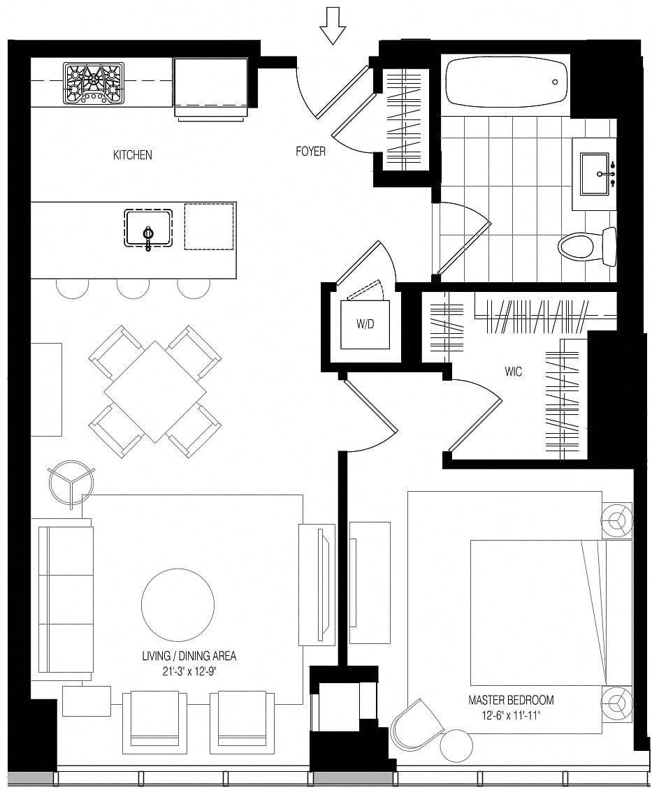 800 Park 1 Bed/1 Bath-A5 floor plan