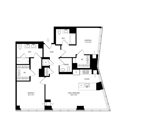 100 Park 2 Bed 2.5 Bath floor plan