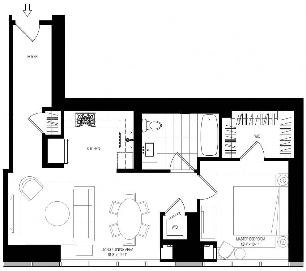 800 Park 1 Bed/1 Bath-A8 floor plan