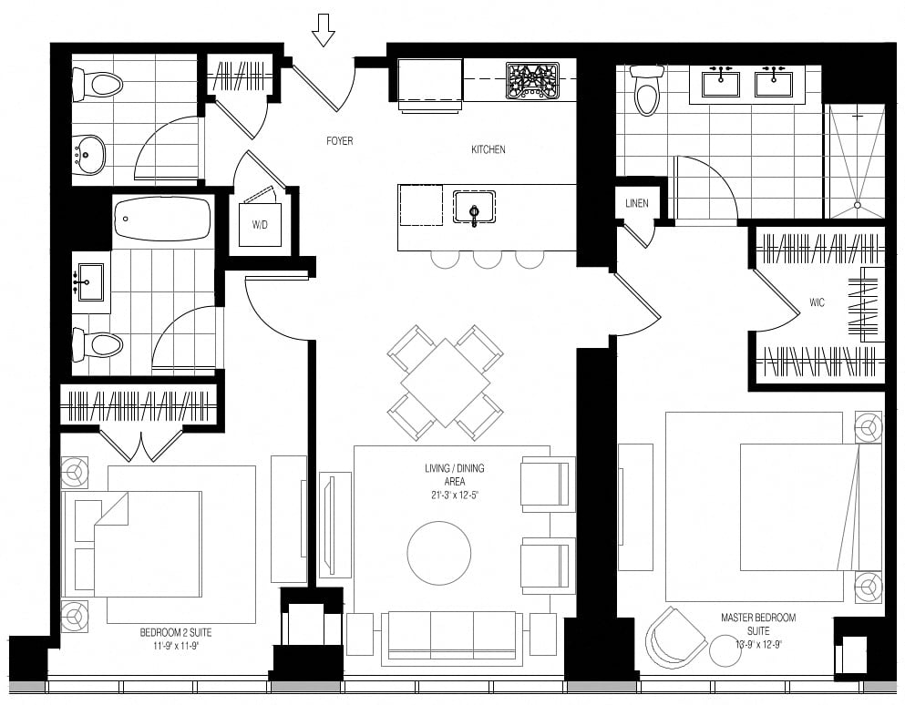 800 Park 2 Bed/2.5 Bath-B5 floor plan