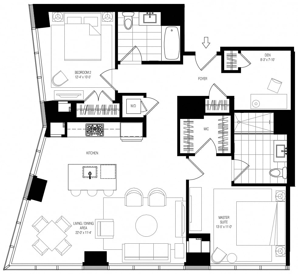 800 Park 2 Bed/2 Bath Den-B2 floor plan
