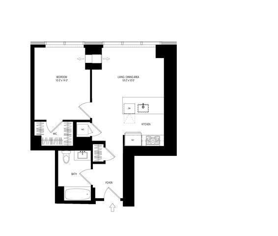 100 Park 1 Bed 1 Bath floor plan