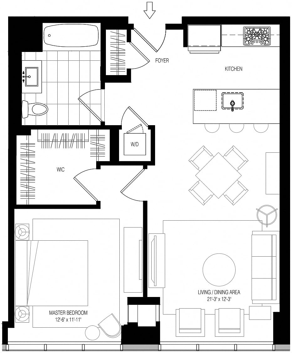 800 Park 1 Bed/1 Bath-A6 floor plan