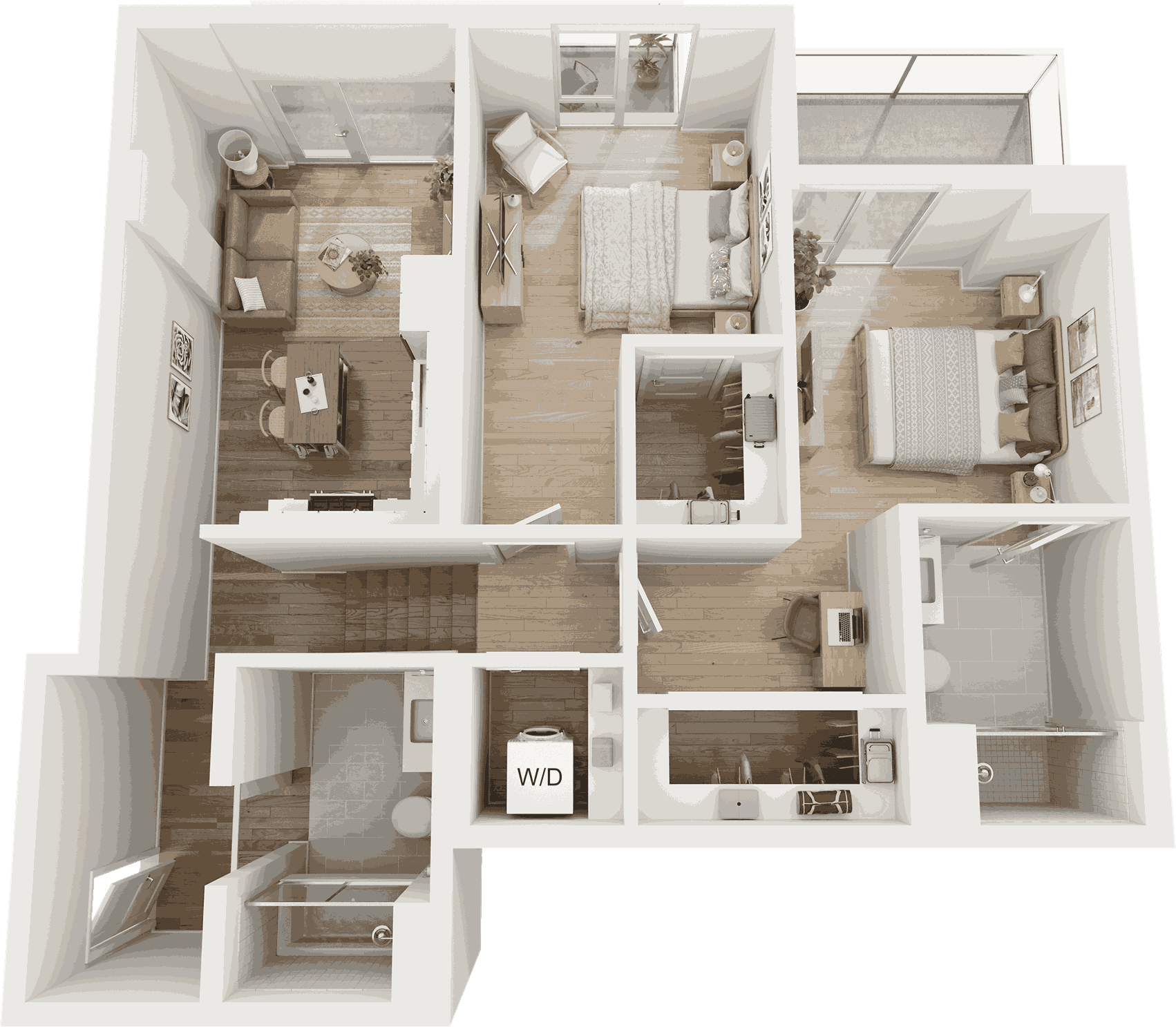 2 Bed/2 Bath-B1 floor plan