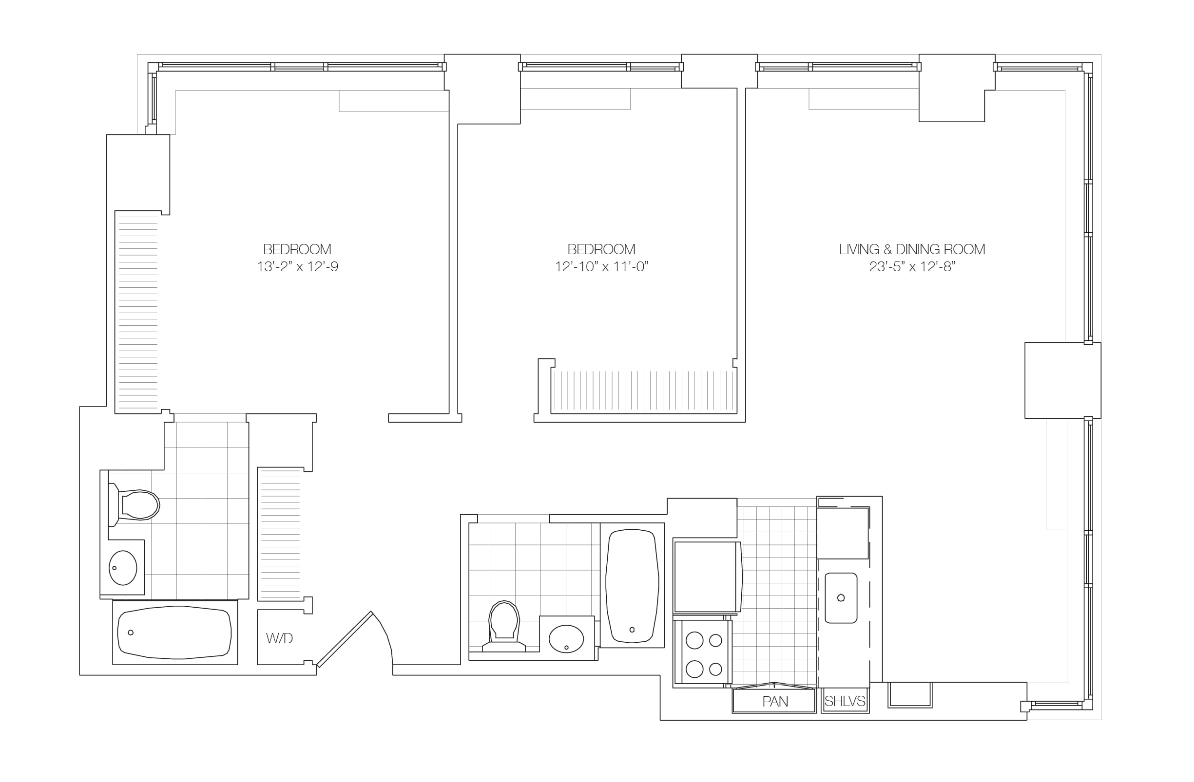 2 Bed/2 Bath- A floor plan