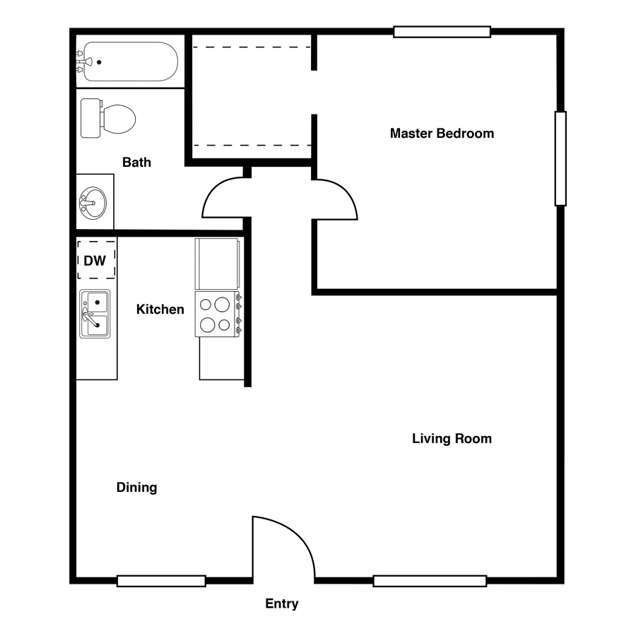 1X1 floor plan
