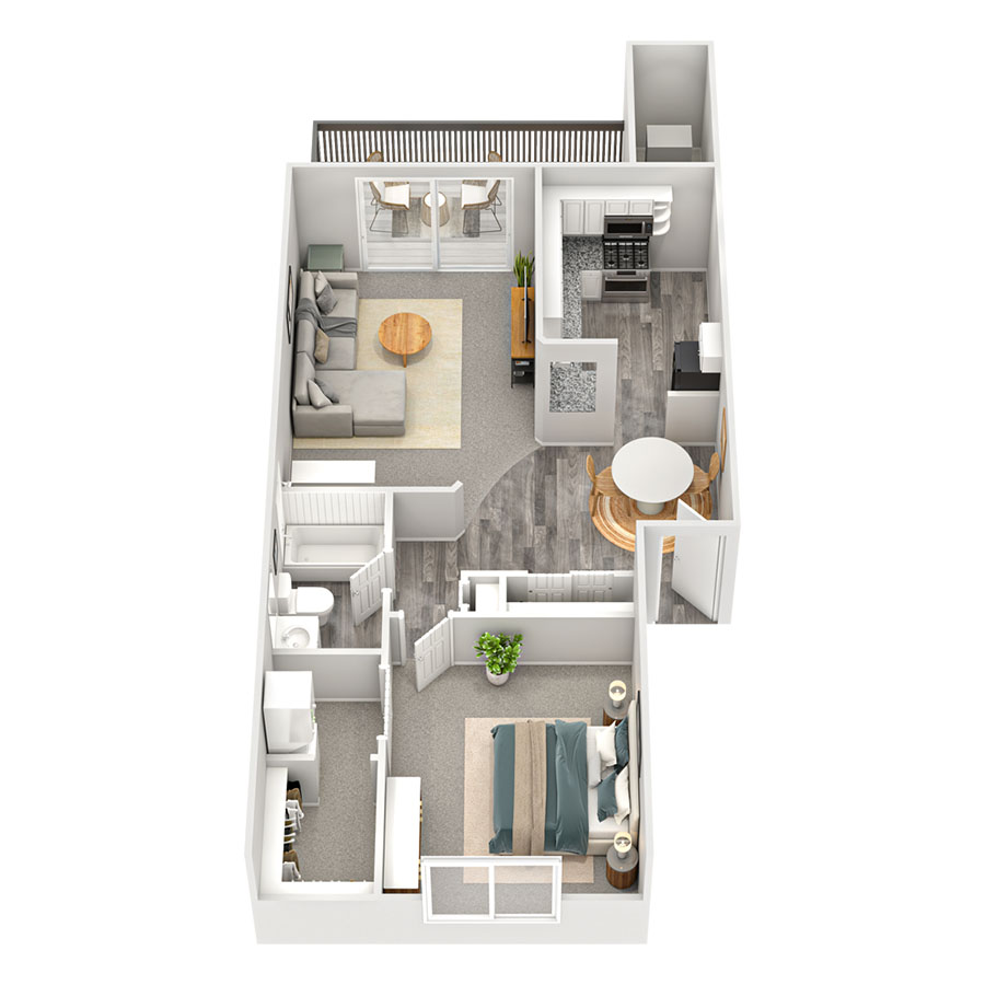 1 x 1 Walnut A2SR floor plan