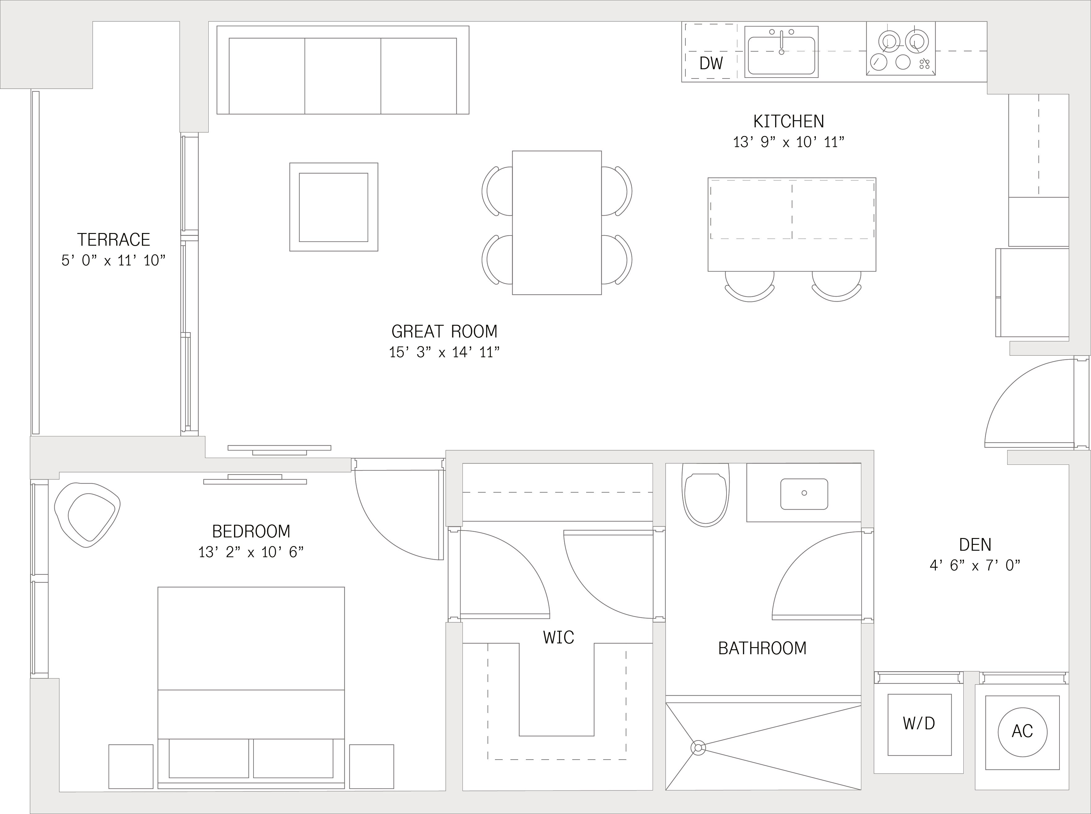 1 Bed/ 1 Bath Den-A7 floor plan