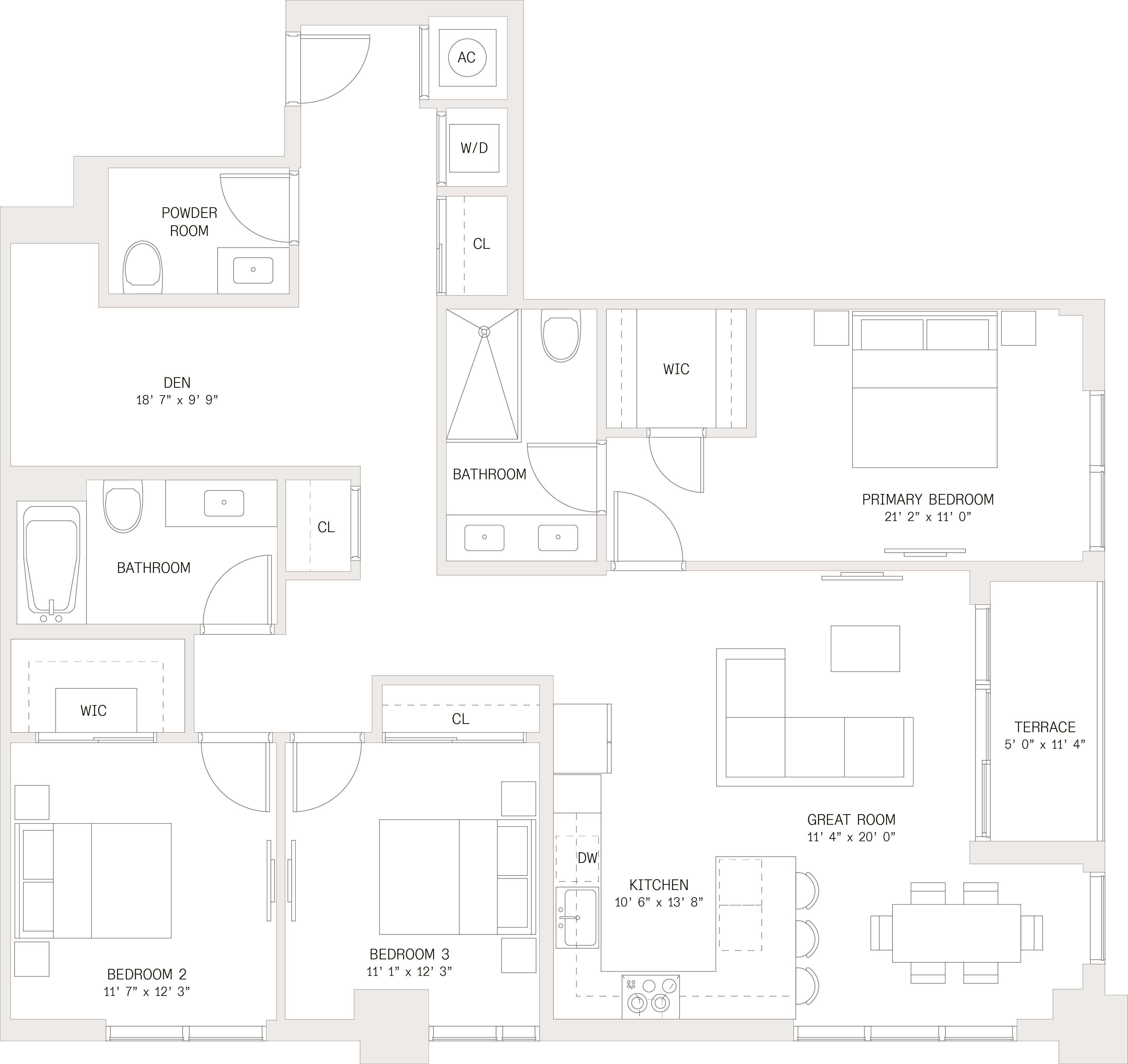 3 Bed/ 2 Bath Den-C2 floor plan