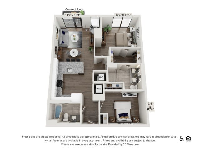 Two Bedroom Two Bath floor plan