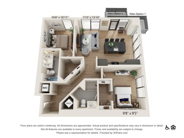 Two Bedroom Two Bath Penthouse floor plan