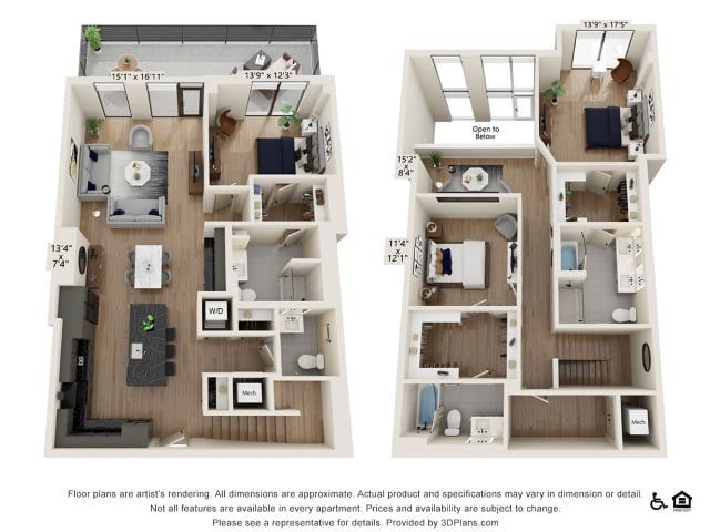 Three Bedroom Townhouse floor plan