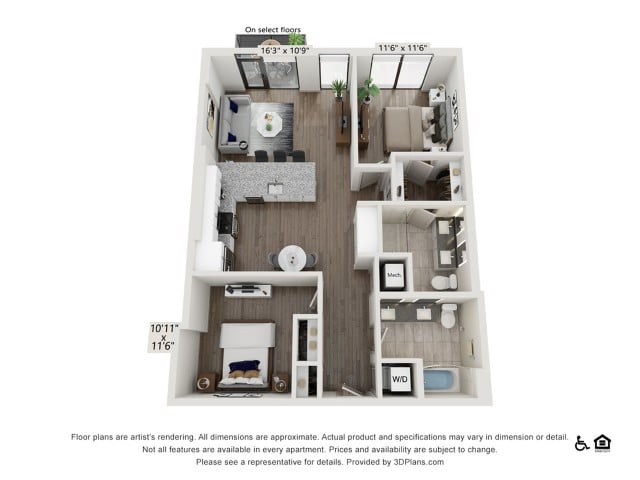Two Bedroom Two Bath floor plan