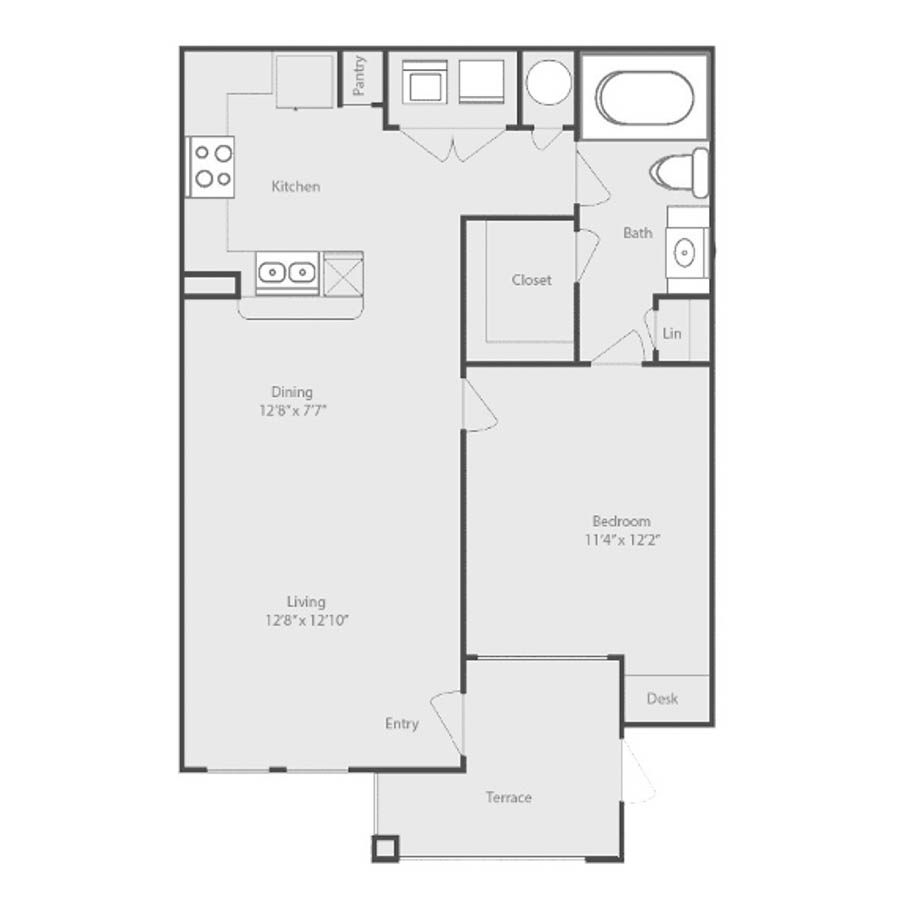 1 bed/ 1 bath floor plan