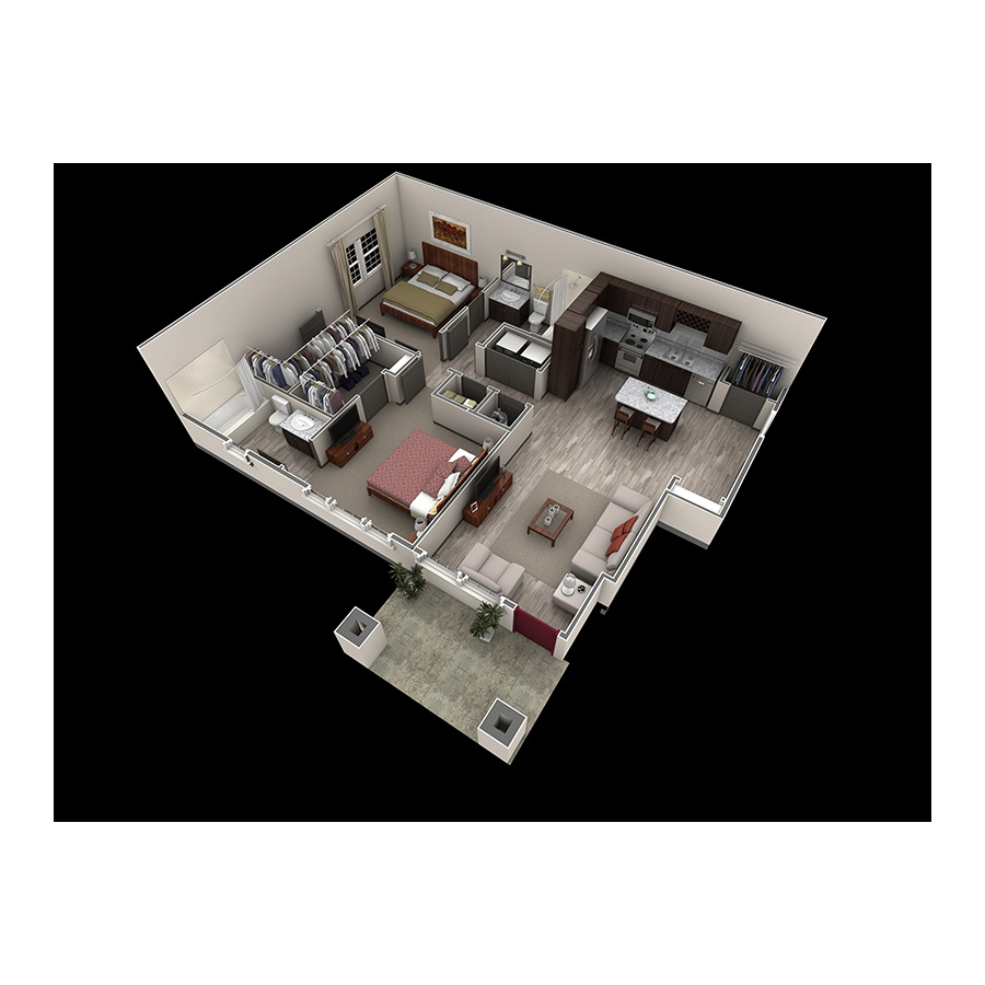 2 BR Designer Courtyard Garage floor plan