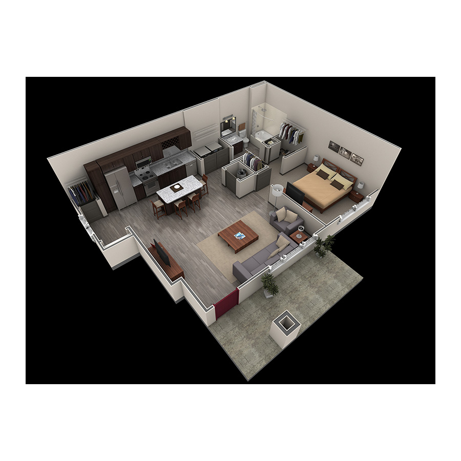 1 BR Grand Courtyard floor plan