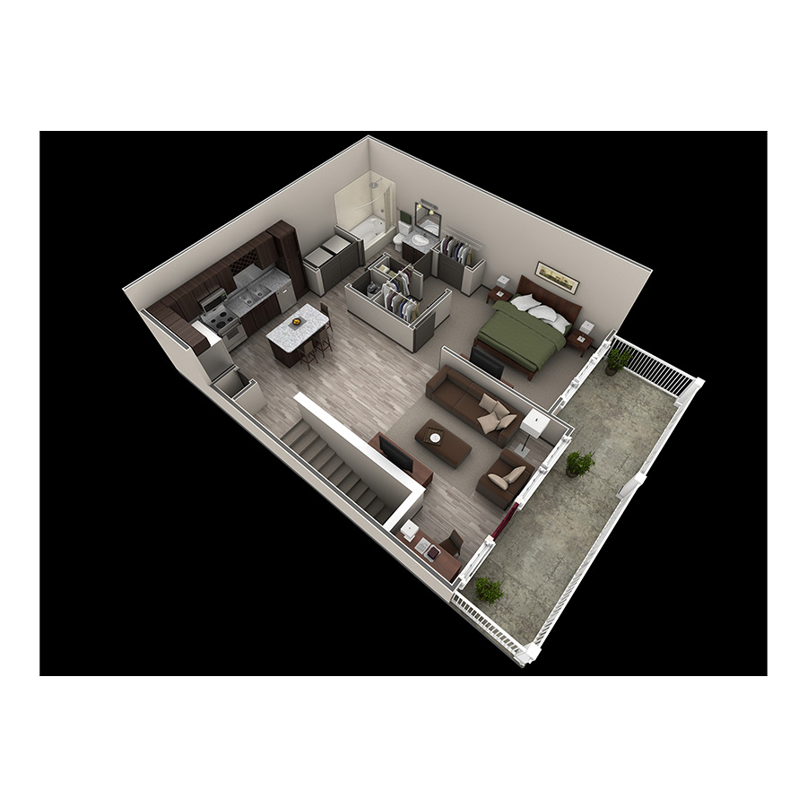 1 BR Designer Overlook floor plan