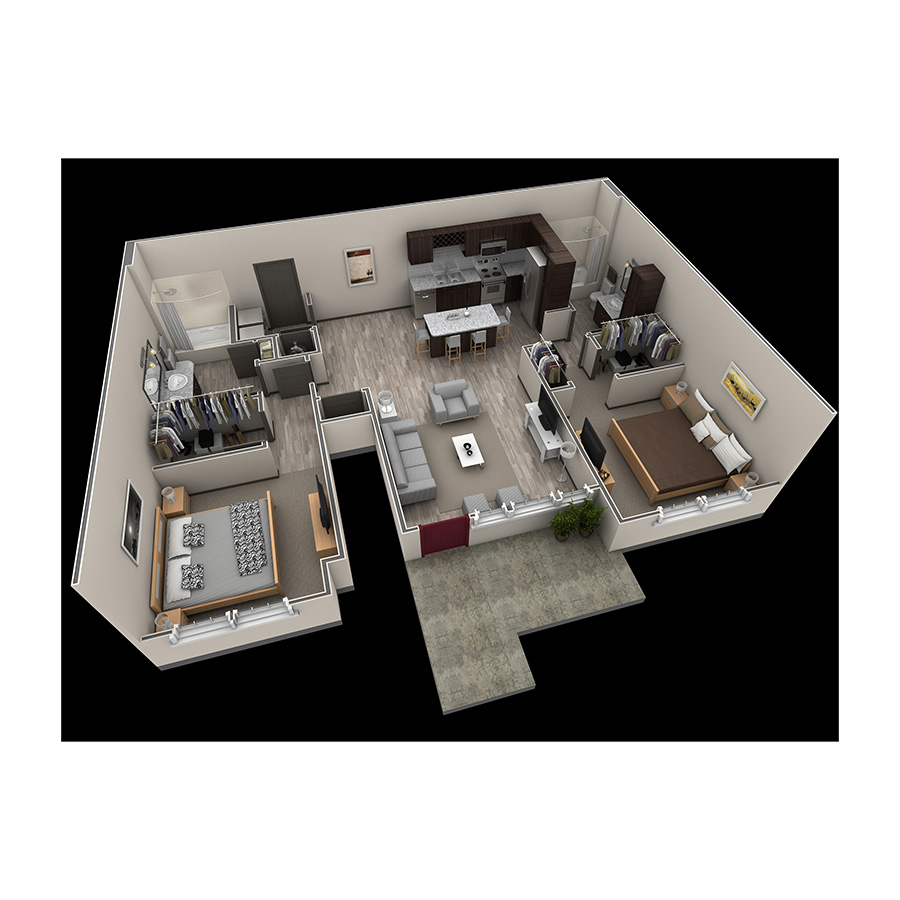 2 BR Grand Courtyard Garage floor plan