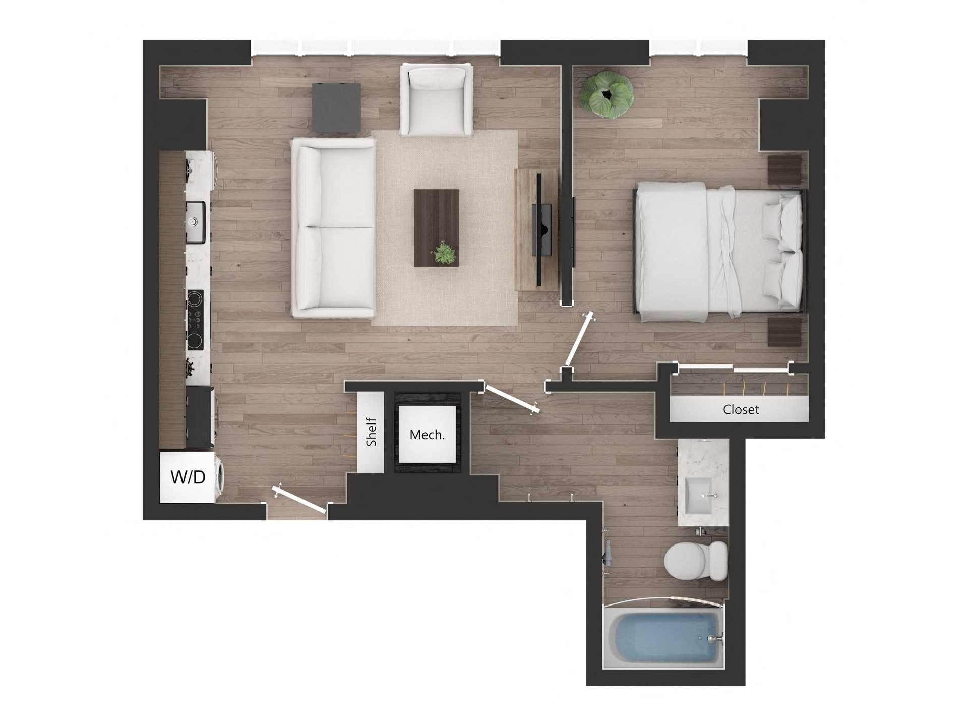 1BD1e floor plan