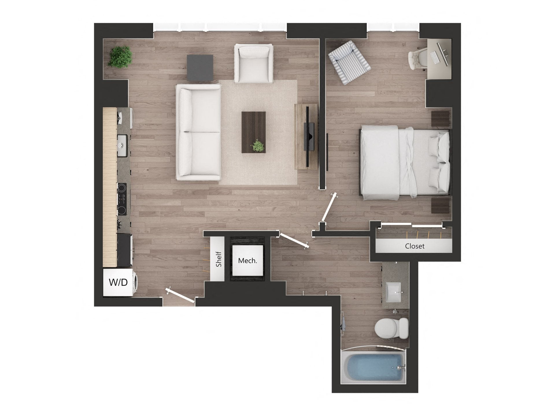 1BD1q floor plan