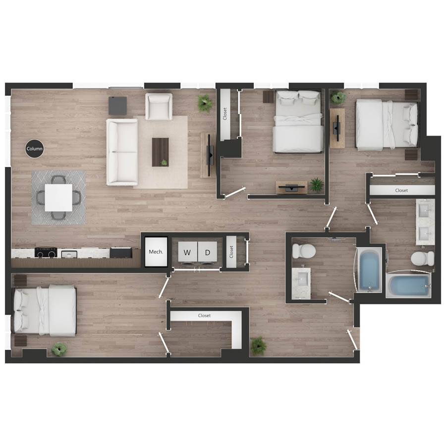 3BR-01-PO - TYPE A floor plan