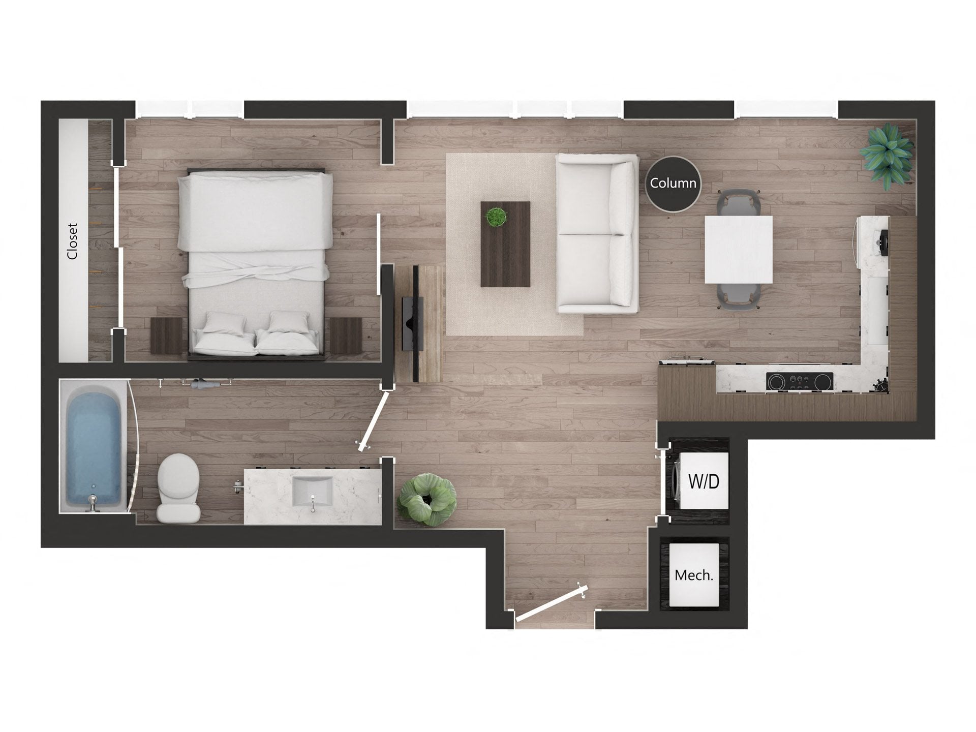 1BD1d floor plan