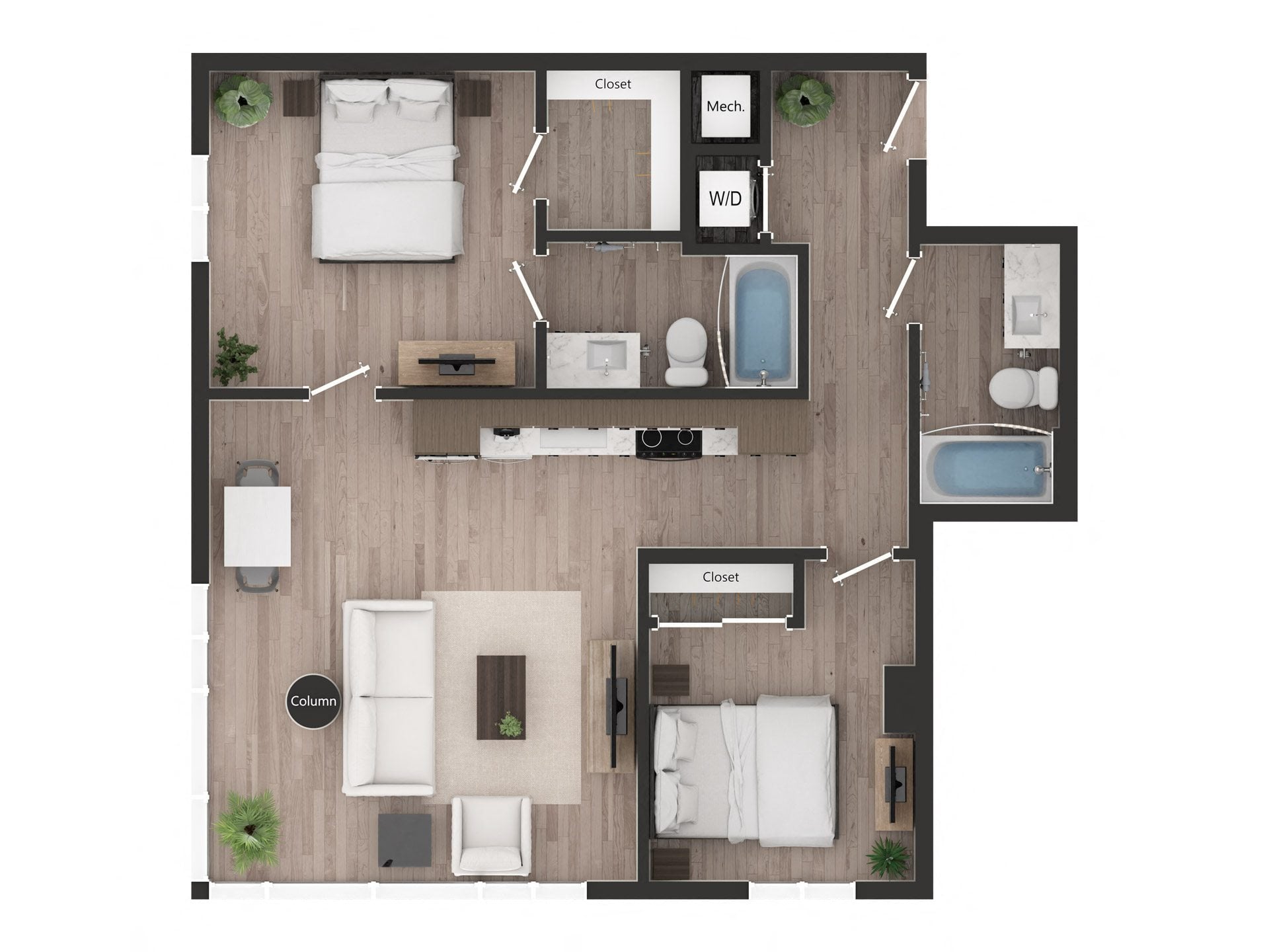 2BD2b floor plan