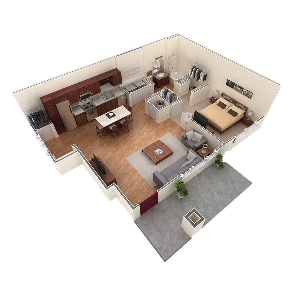 1 BR Grand Courtyard floor plan