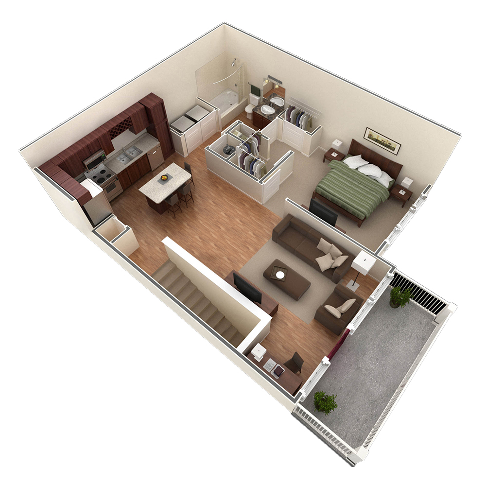 1 BR Designer Overlook floor plan