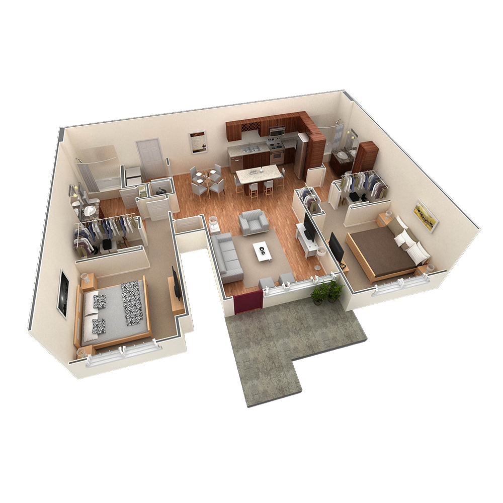 2 BR Grand Courtyard floor plan