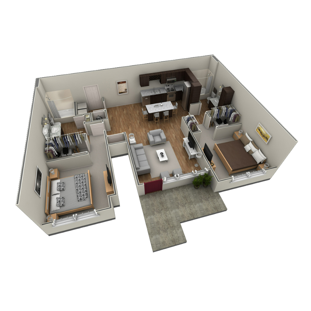 2 BR Grand Courtyard Garage floor plan