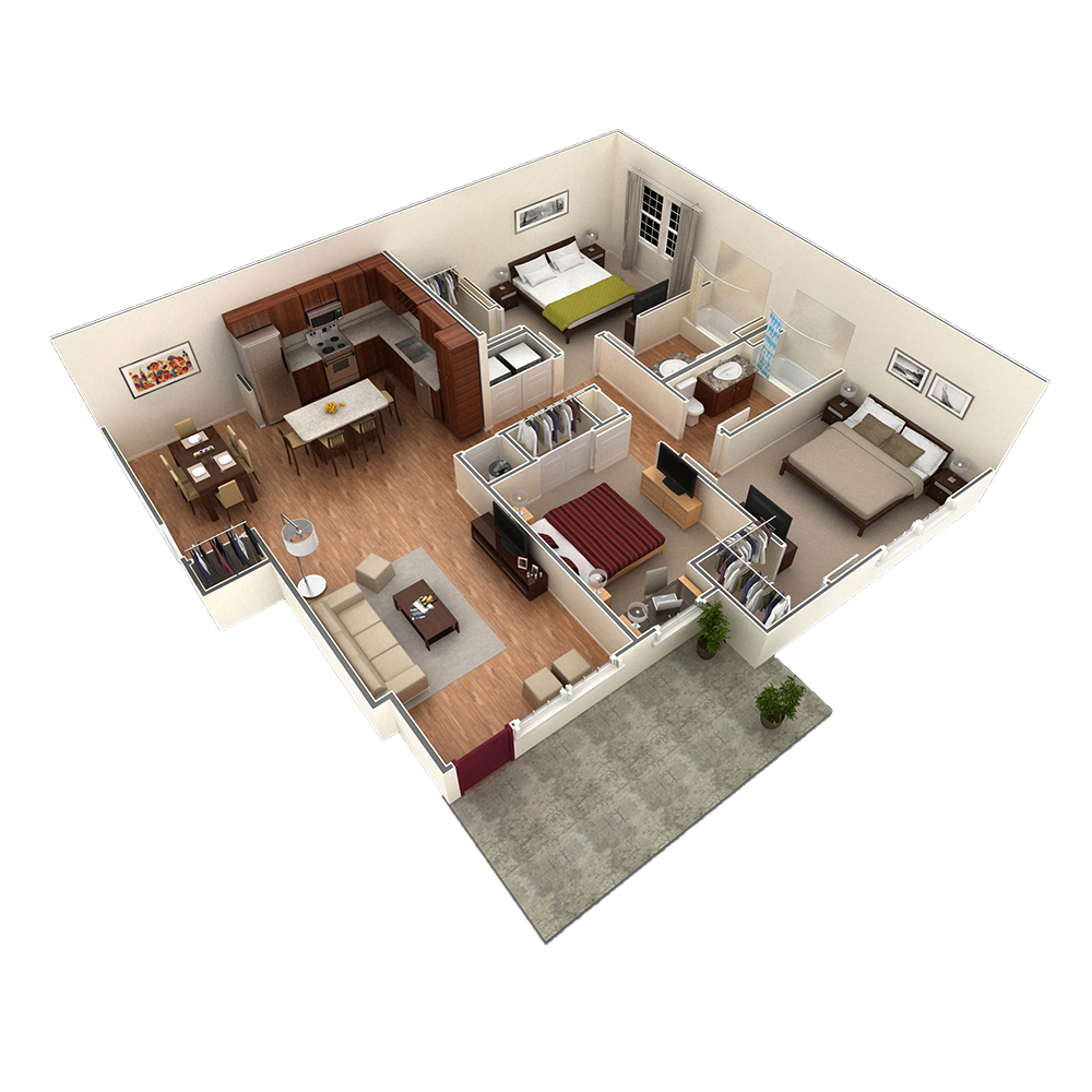 3 BR Grand Courtyard floor plan
