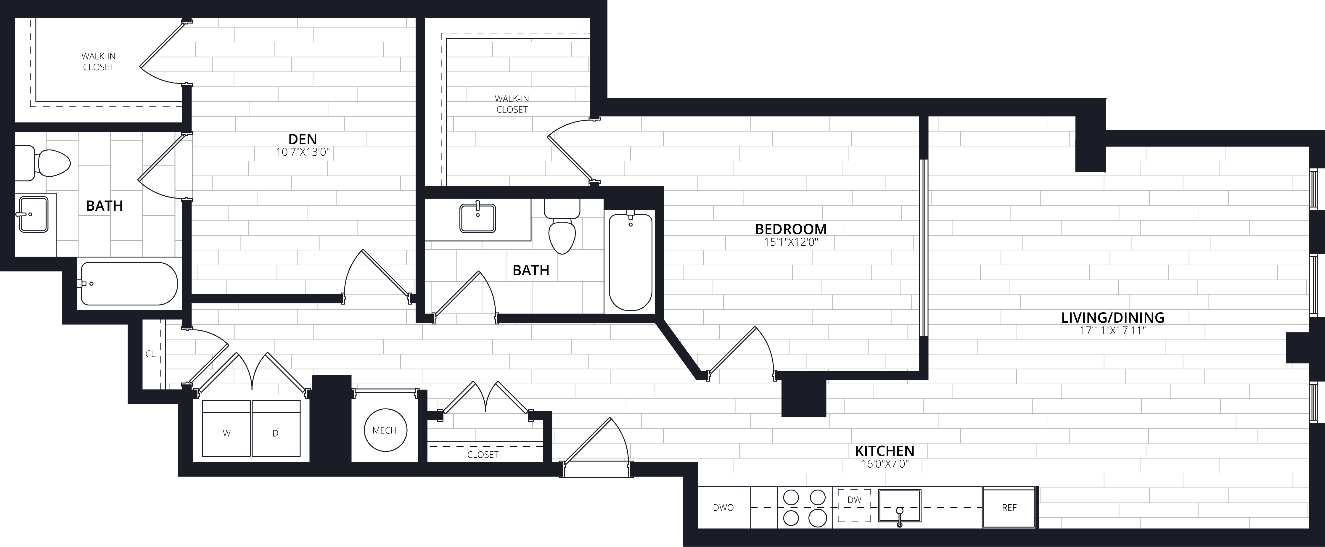 1 Bed/2 Bath JR Den-ABJD05 floor plan