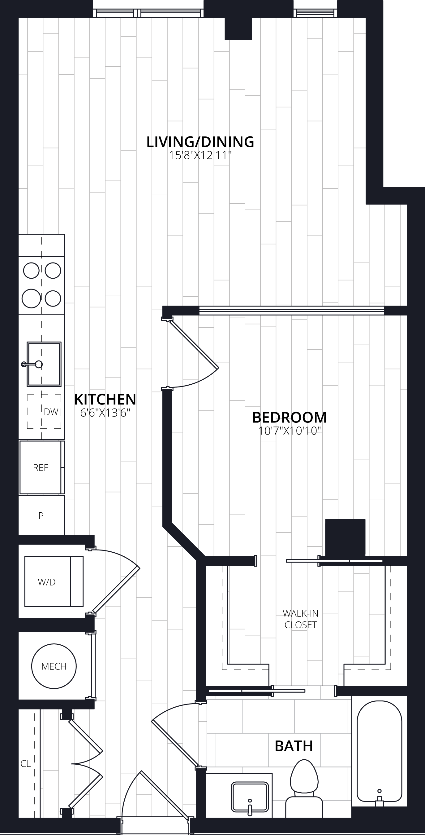 1 Bed/1 Bath JR-AJ09 floor plan
