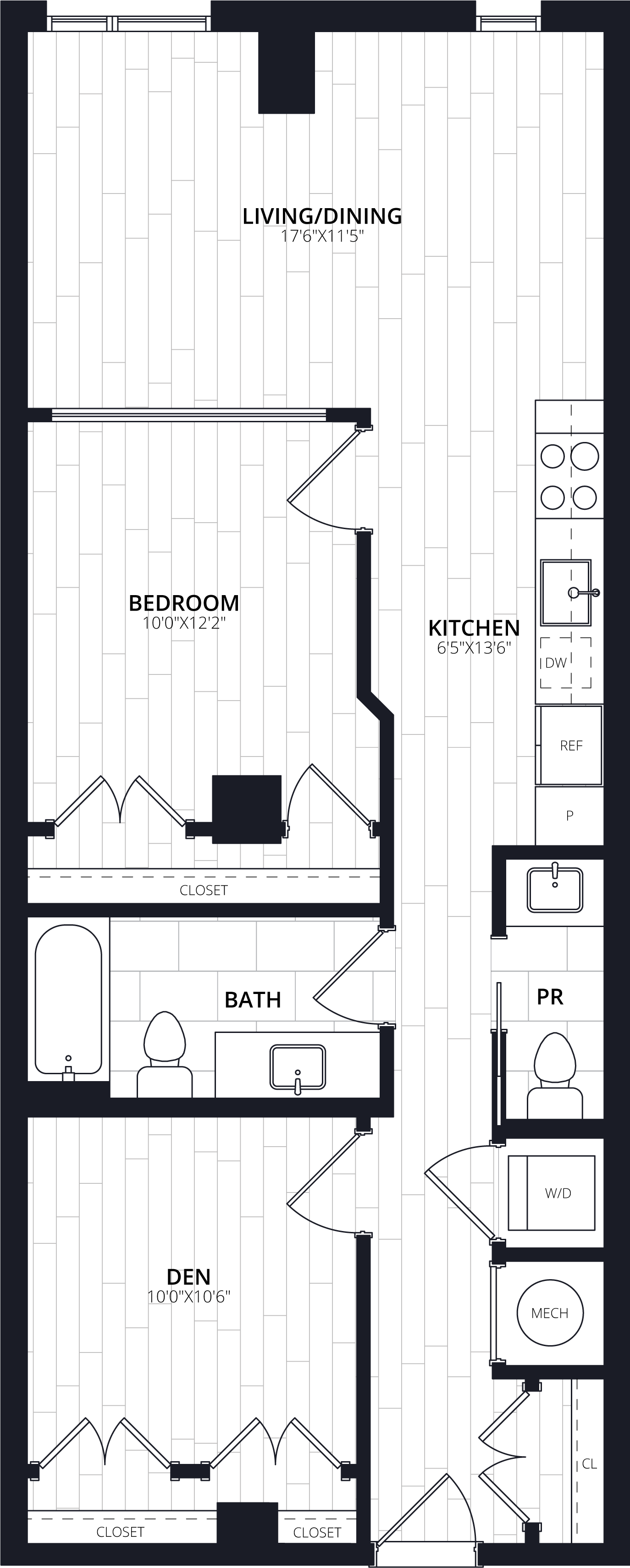 1 Bed/1.5 Bath JR Den-AJD18 floor plan