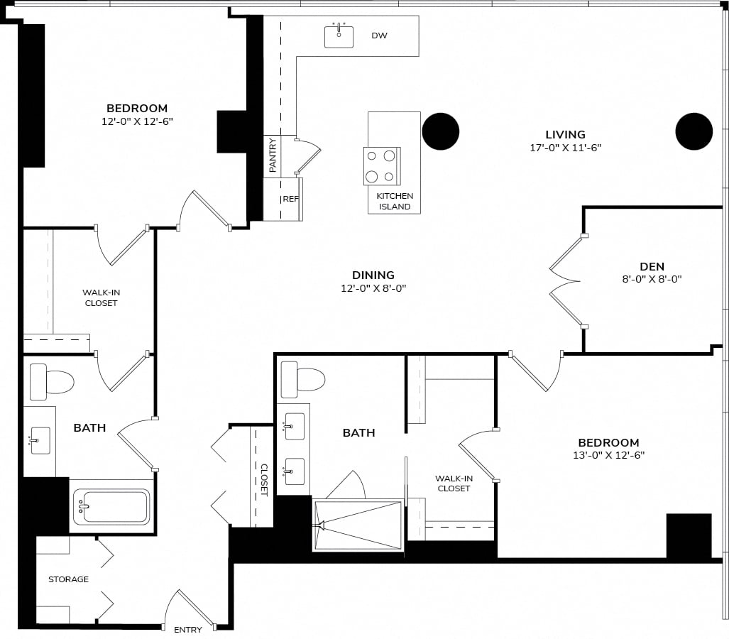 Two Bedroom Den 03A floor plan