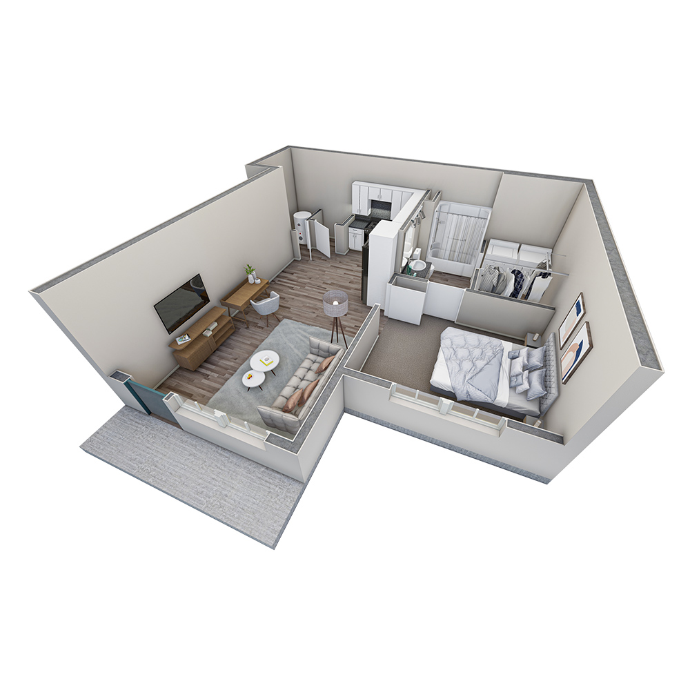 1 BR Horizon Courtyard floor plan