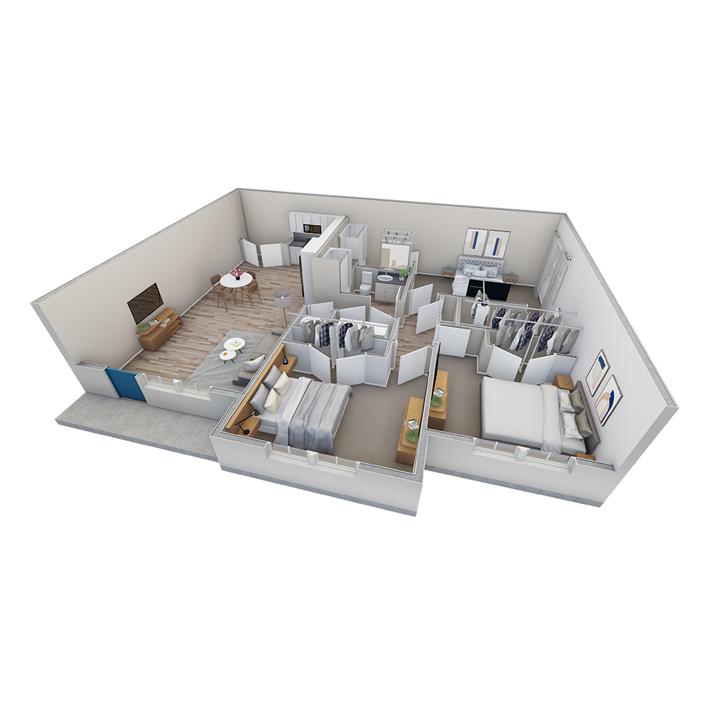 3-2 BR Retreat Courtyard floor plan