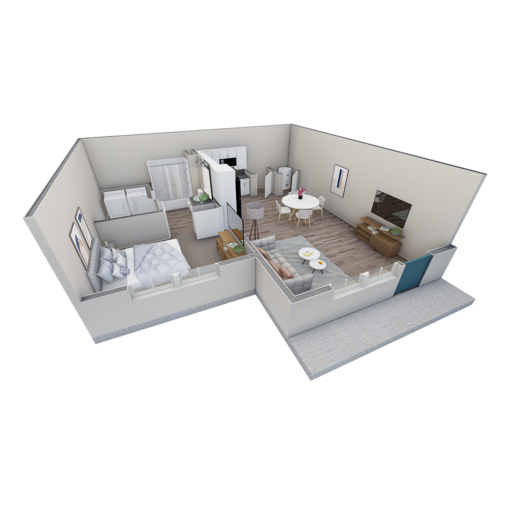 1 BR Retreat Courtyard floor plan