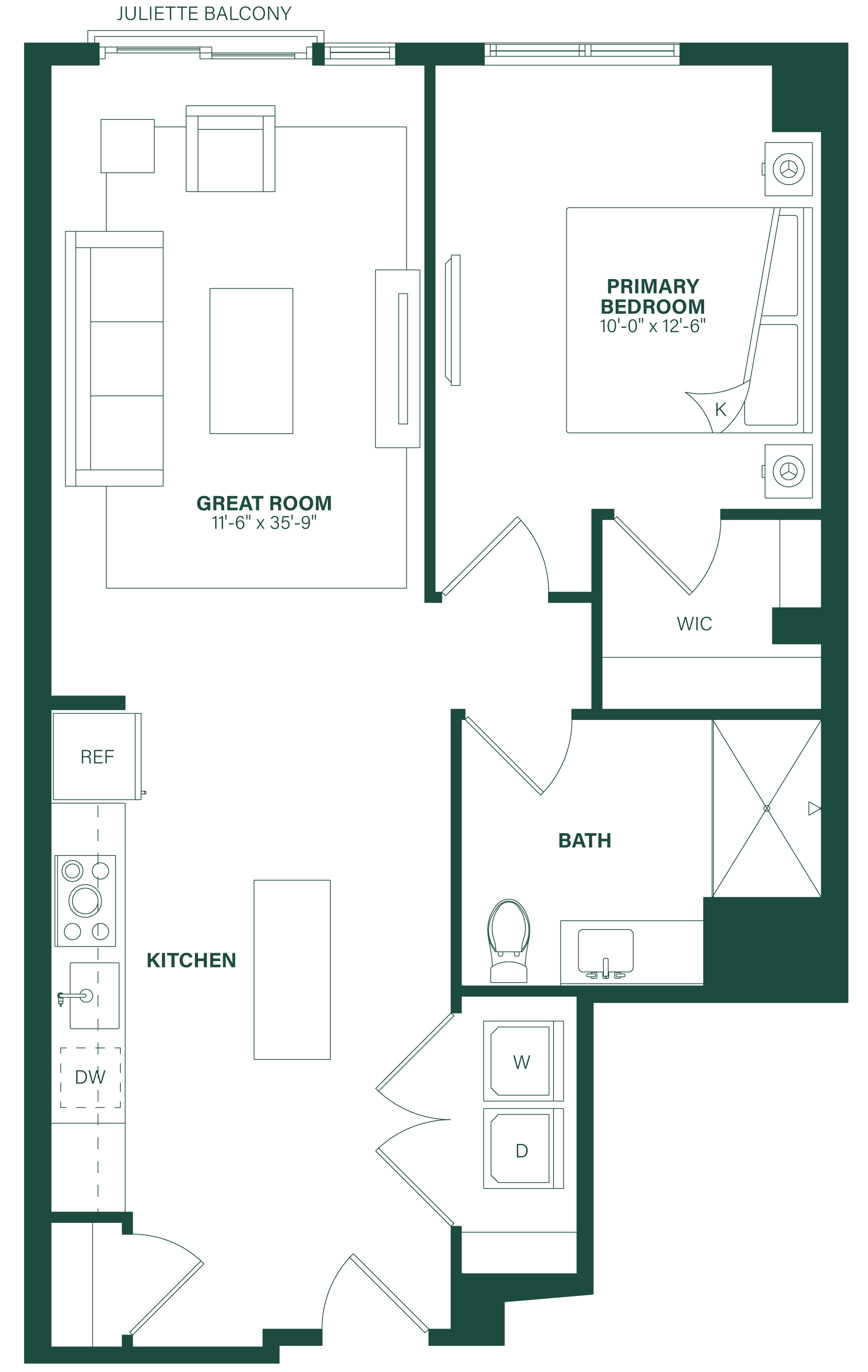 1 Bed/1 Bath-1H-ANSI floor plan