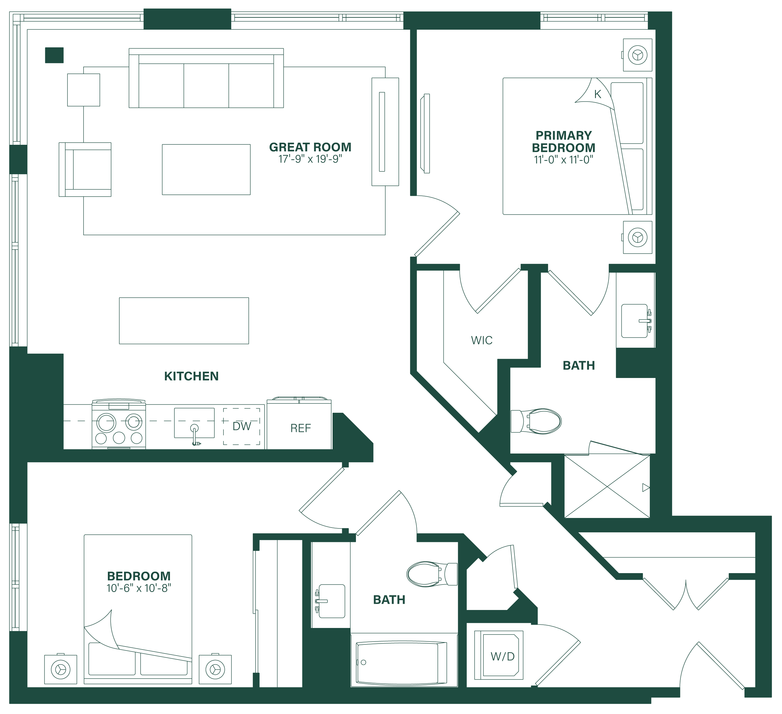 2 Bed/2 Bath-2E floor plan