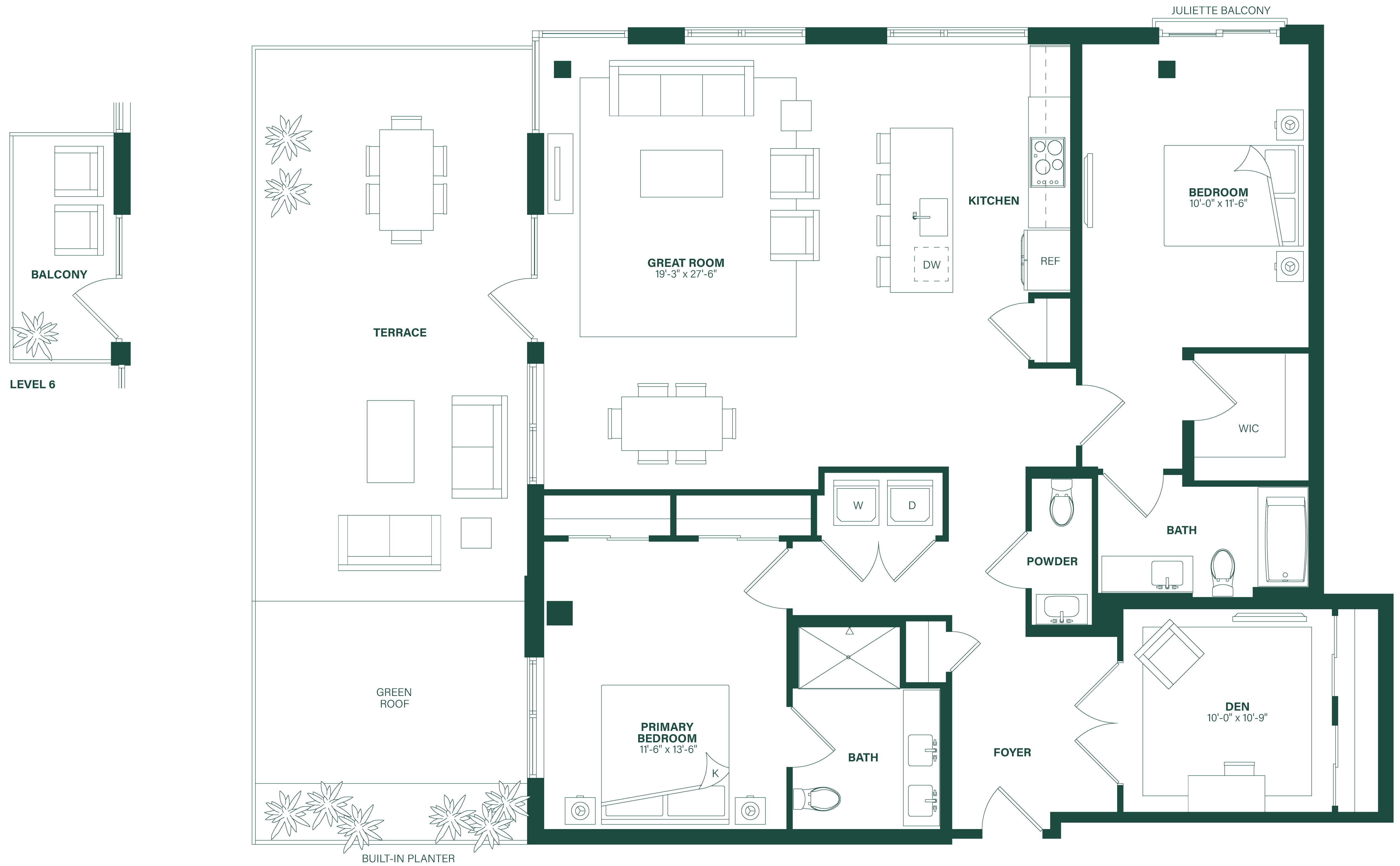 2 Bed/2.5 Bath Den-2P-ANSI floor plan